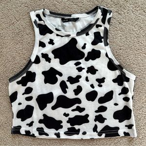 Cow Print Cropped Tank Top Size M
